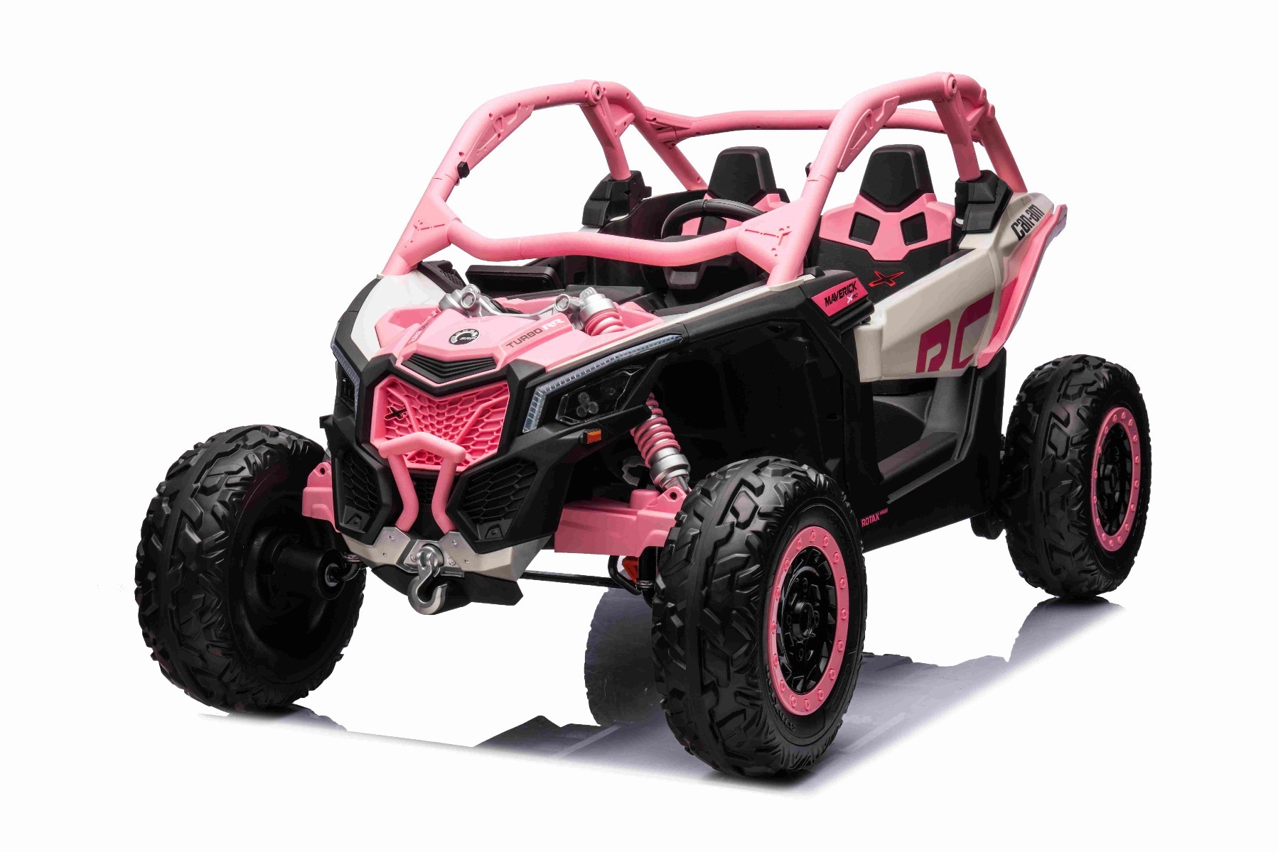 UTV Kinder Elektroauto Can-Am Maverick 24V, 2-Sitzer, Rosa - Original lizenziert, Öffnende Türen, EVA-Räder