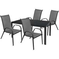 Mojawo 5tlg Gartenmöbel Garnitur Sitzgruppe Essgruppe 160x90cm Stapelstühle