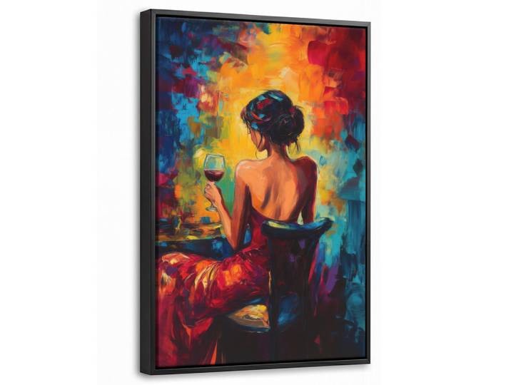 MuchoWow Leinwand Bilder mit Rahmen - Wein - Frau - Stimmungsvoll - Farbenfroh - 40x60, Bordeaux, Rechteckig, 40x60 cm, gerahmt, Bilder & Rahmen, Bilder, Leinwandbilder