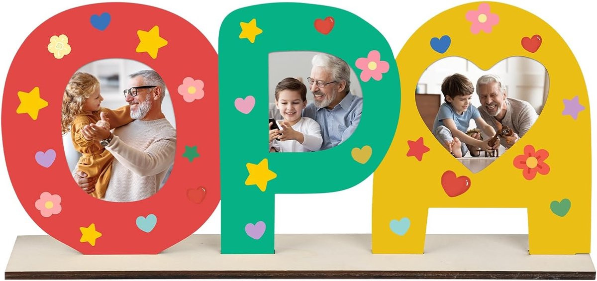 COCHIE Creatieve Knutselset met Houten Letters en Fotolijsten - Cadeau voor Opa