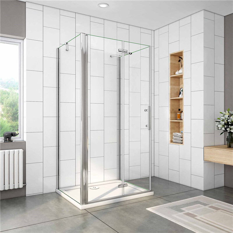 U-Duschkabine Falttür 85x195cm U-FORM Duschkabine Drehtür Duschabtrennung mit 80x80x195cm Seitenwand