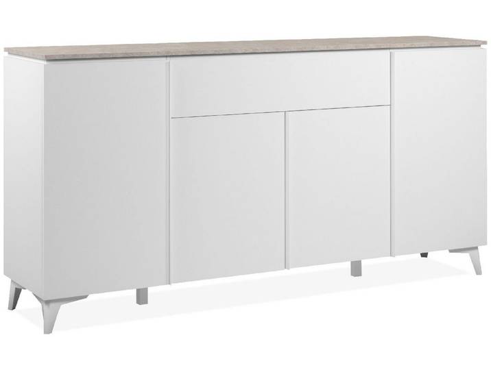 Finori Sideboard Bertrix 51A, Sandstein, weiß, Modern, MADE IN GERMANY, 177 x 92 x 40 cm