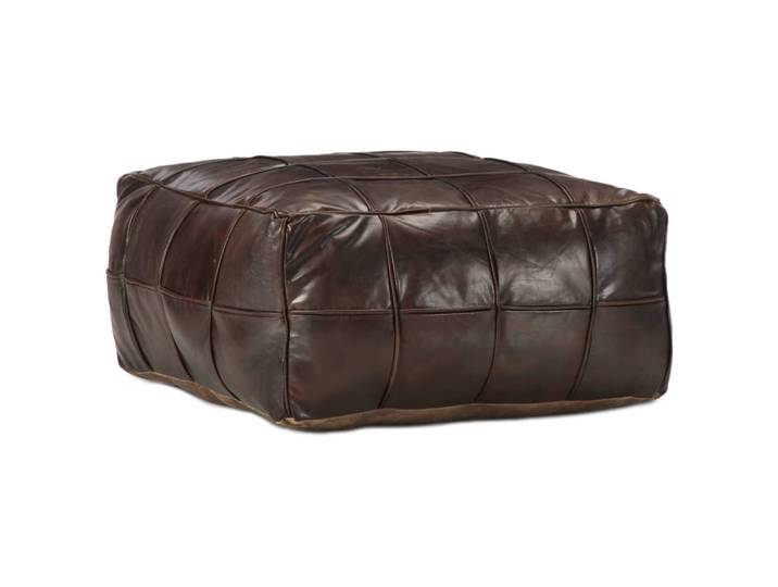 vidaXL Pouf Dunkelbraun 60 x 60 x 30 cm Echtes Ziegenleder