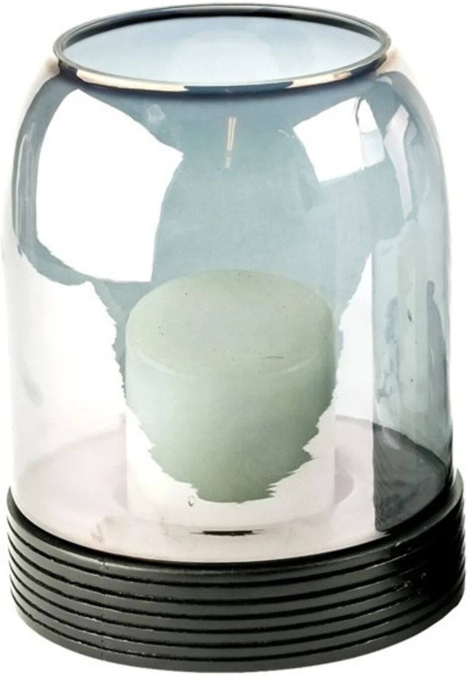 Decofinder Glas Auf Holzbase, Anthrazit, H:27 cm  Anthrazit
