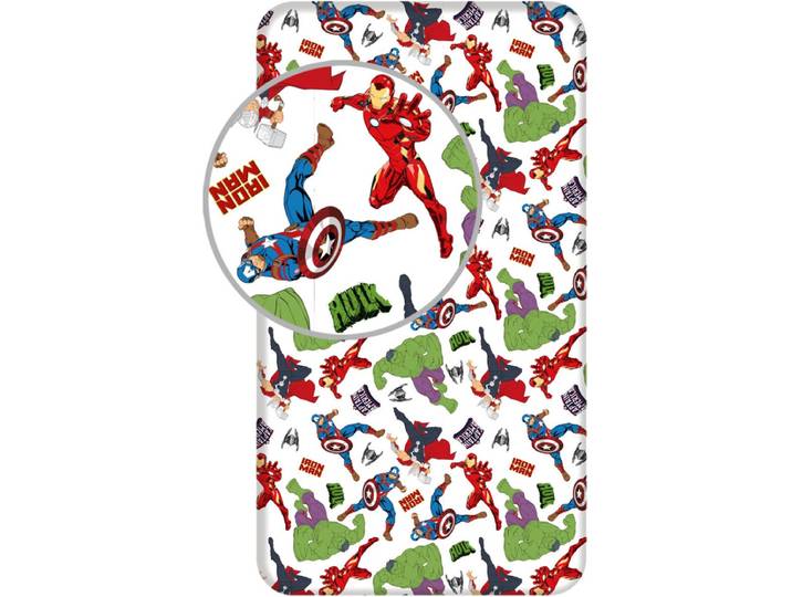 Marvel Avengers Hoeslaken Hulk\, Flash Iron man- Eenpersoons - 90 x 200 cm