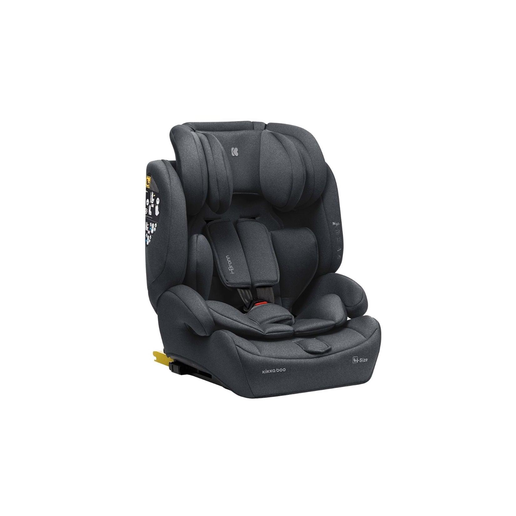 Kikkaboo Kindersitz I-Bronn i-Size (76-150cm) Isofix, Top Tether, Kissen, Gurt grau