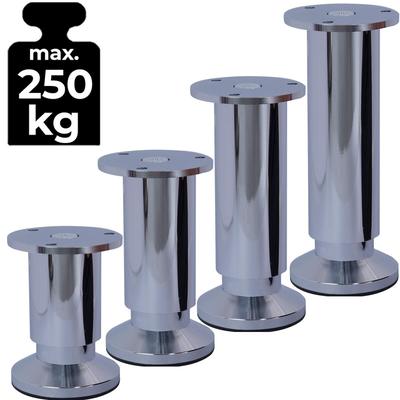 ID Dinkel 8 Möbelfüße Sofafuß Möbelbeine CHROM GLANZ Höhe 25 cm 38 mm stabile Ausführung Sofa Bett Schrank