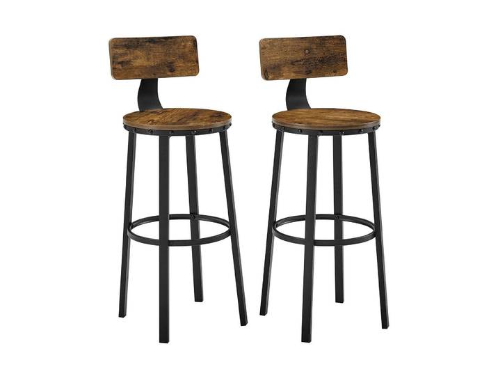 Barhocker VASAGLE 2er Set 46.5 x 99 , schwarz (braun, schwarz), B:46,5cm H:99cm T:37cm, Hocker, Barhocker