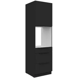 Küchen Hochschrank 60 cm SIENA Schwarz Küchenzeile Küchenblock Küche Einbauküche