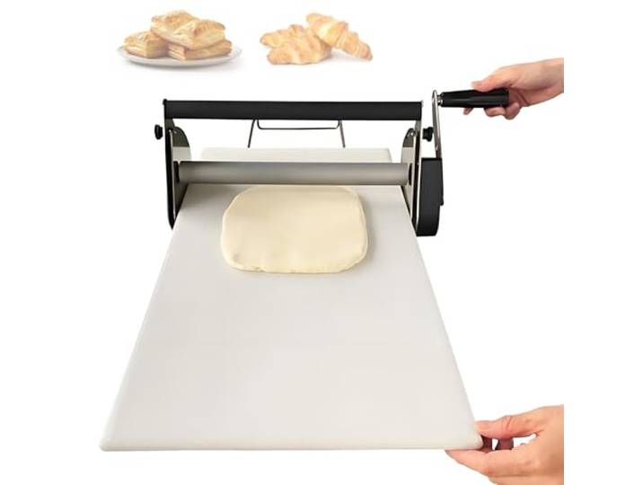 Manuelle Teigrollmaschine Profi Edition,Handbetriebene Nudelmaschine,Rs201 Mit 55-Stufiger Dickeneinstellung (0-27mm),Für Blätterteig,Pizza & Pasta,Inkl Anti-Haft Pp-Platte (Rs101/Rs201 Modelle),RS101