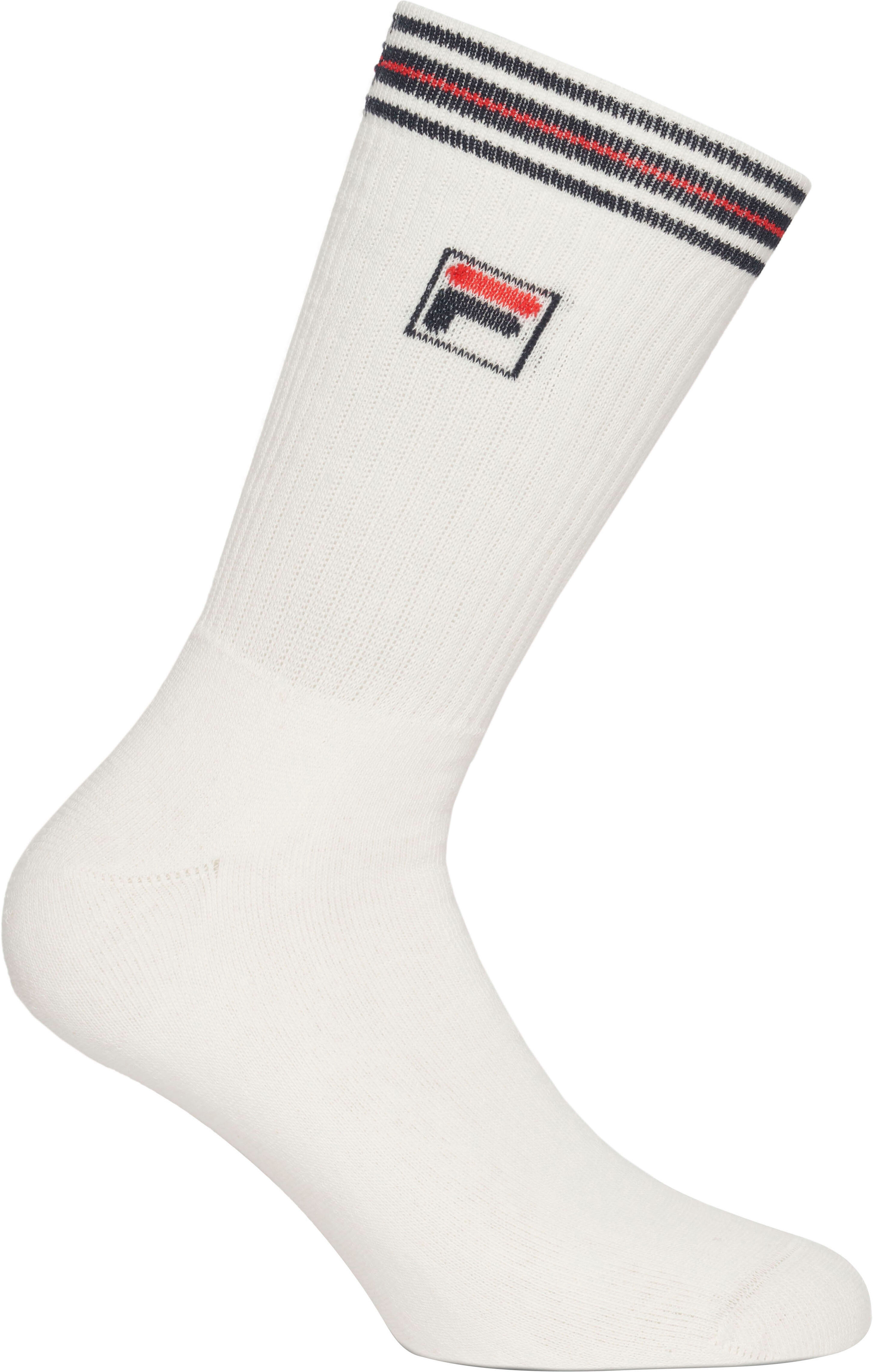 Sportsocken FILA "UNISEX TOP QUALITY FULL TERRY VINTAGE SOCKS", Damen, Gr. 35-38, weiss (weiß), Baumwollmischung, unifarben, normal, Socken Sportsocken, sportliches Design mit Logodetail weiß 35-38