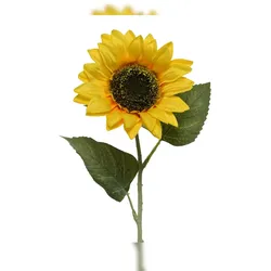 Decoris Künstliche Sonnenblume mit Stiel 14x64cm Kunstblume mit einer Blüte Blumendeko Blumenarrangement Tischdeko Sommerdeko Blumenschmuck Gelb