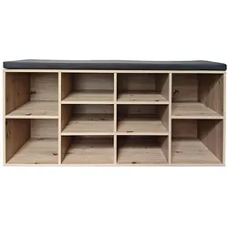 HTI-Living, Schuhschrank, Garderobenbank mit 10 Regalfächern inkl. Sitzkissen Artisaneiche (104 x 30 x 48 cm)