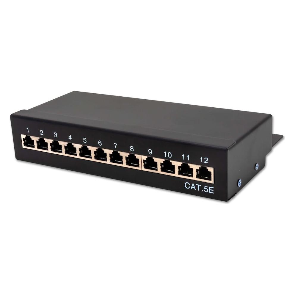 XtendLan 10" 12 portů černý / Patch panel / Cat5e / STP / 1U / LSA (PP0-12C5E-LSA-G)
