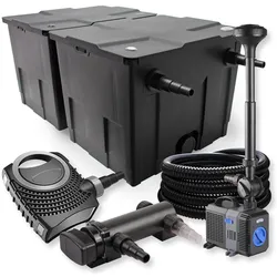 SunSun, Brunnen + Gartenteich, 2-Kammer FilterSet 60000l 18W UVC Teich Klärer NEO7000 50W Schlauch Springbrunne