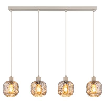 GLOBO LIGHTING Hängeleuchte "ANTONIO", beige matt, 4, H: 120cm, 1 Stk., Leuchten, Hängeleuchte für Esszimmer beige Rauchglas, Hängeleuchte
