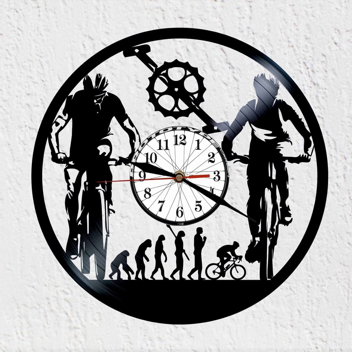 Vintage Wandklok met Fietsontwerp van Vinyl