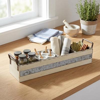 Cheungs Brown Wooden 3 Slot Storage Caddy