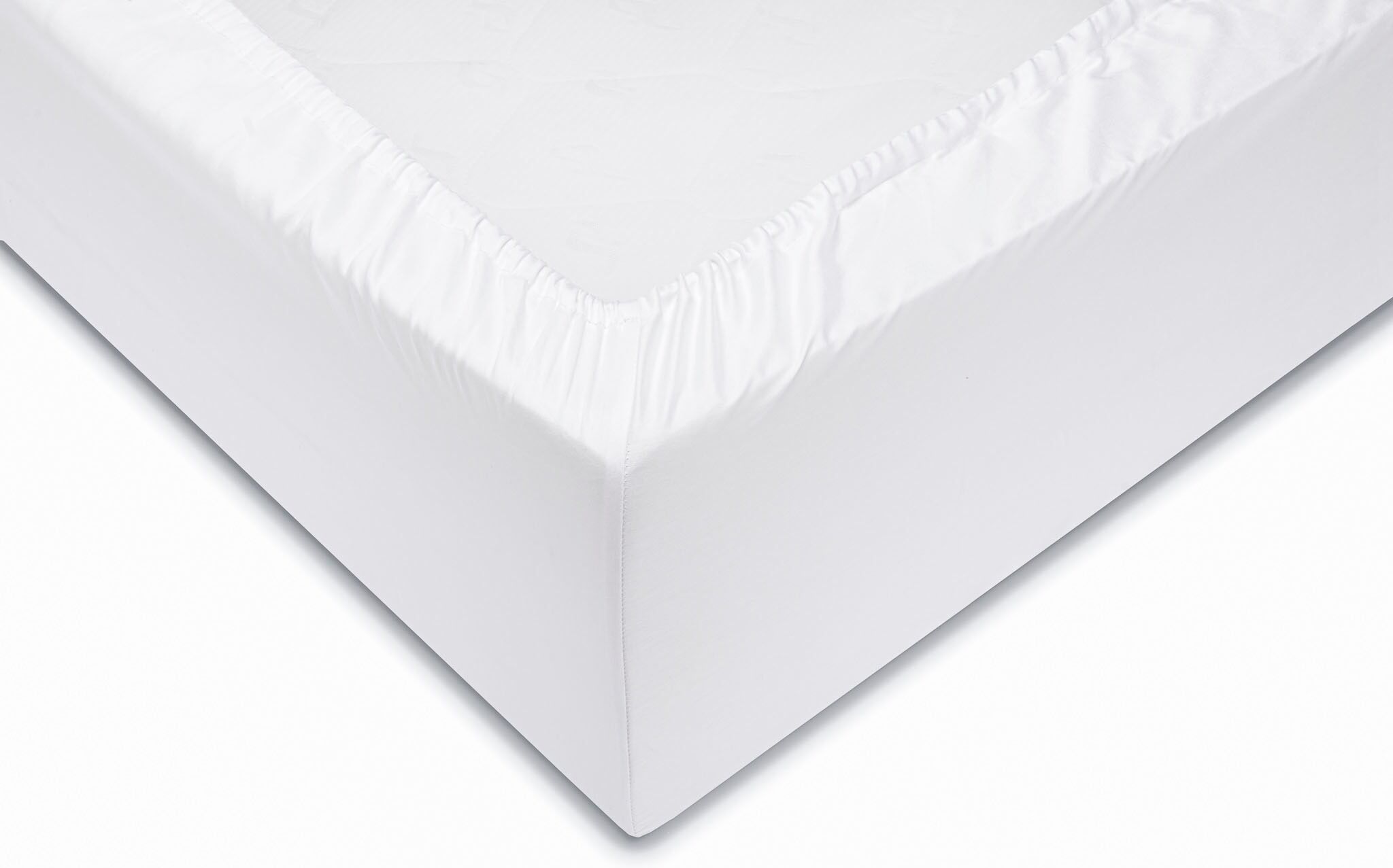Spannbettlaken ZO HOME "Satinado", weiß, B:140cm L:200cm, Mako-Satin, Obermaterial: 100% Baumwolle, Bettlaken, Spannbettlaken, Laken aus 100% Baumwolle, hochwertiges Mako-Satin, Betttuch ab 90x200
