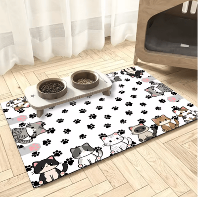 Inspire Picks Cartoon Diatomaceous Earth Pet Mat Pet Feeding Mat For Fast Drying Litter Control & Floor Protection zgzn 15 30x40cm (1x1.3ft