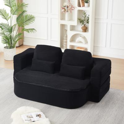 Loedds 75-inch 2-Seat Corduroy Sleeper Sofa with Convertible Design and High-Density Foam for Living Room