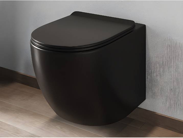 WC suspendu noir mat en céramique sans bride - JAVOINE