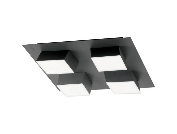 Fabas Luce Led-Deckenleuchte Lucas, Anthrazit, Metall, Kunststoff, 35x8x35 cm, DIN EN ISO 9001, Lampen & Leuchten, LED Beleuchtung, LED-Deckenleuchten