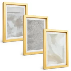 BILDER SET 3er Set - 20x30 cm Goldrahmen - Abstraktes modernes Design
