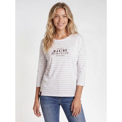 3/4-Arm-Shirt SOCCX, Damen, Gr. L, weiß, Single Jersey, Material: 100% Baumwolle, Glitzermuster, bedruckt, regular fit normal, Rundhals, eingesetzt gerader Abschluss, Shirts 3/4-Arm-Shirt, aus Baumwolle