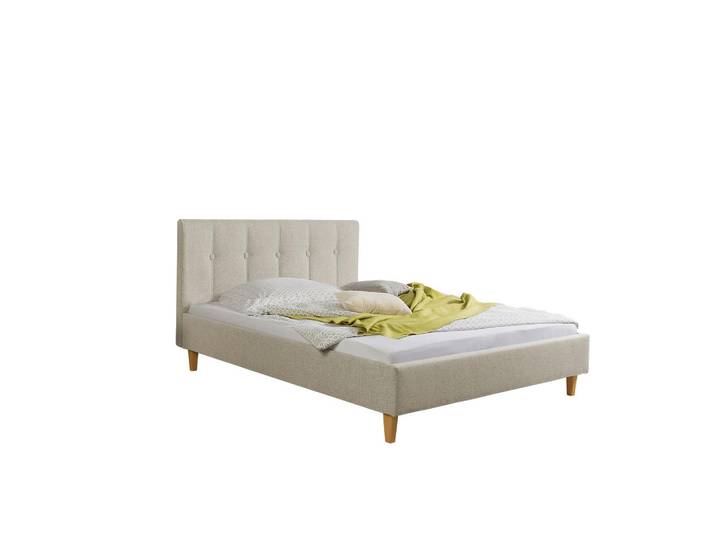 Livetastic Polsterbett Kenny, Beige, Holz, Buche, massiv, 140x200 cm, Made in Germany, für Lattenrost geeignet, Schlafzimmer, Betten, Polsterbetten