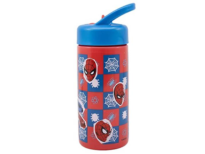 Stor Spider-Man Sportwaterfles met rietje en geïntegreerde handgreep, 410 ml