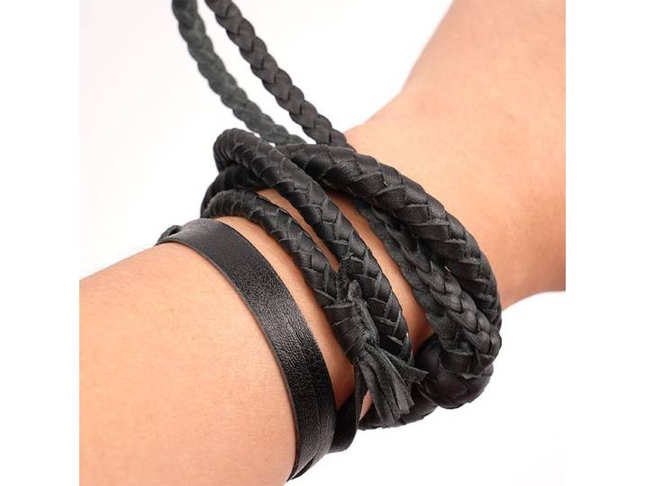 Bracelet en cuir de vache EDC Portable pour l'extérieur, petit fouet en cuir, outil d'auto-défense