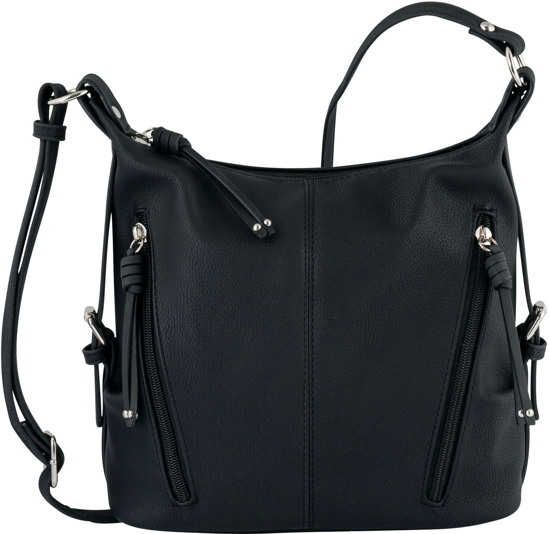 Umhängetasche TOM TAILOR "CAIA Cross bag M", Damen, Gr. B/H/T: 26cm x 26cm x 12cm, schwarz, Lederimitat, Polyurethan (PU), Taschen Umhängetasche, mit schönen Details schwarz B/H/T: 26cm x 26cm x 12cm