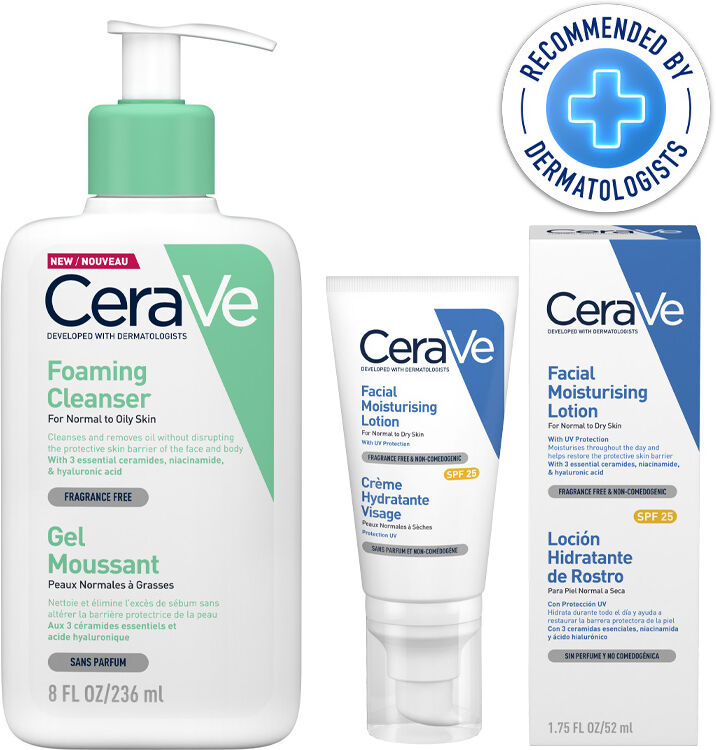 CeraVe Foaming Cleanser 236ml + Facial Moisturising Lotion SPF 30 52ml