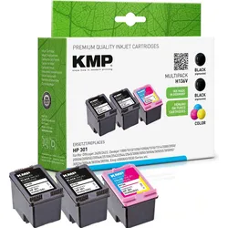 KMP Druckerpatronen H136V schwarz, color kompatibel zu HP 301 (E5Y87EE), 3er-Set