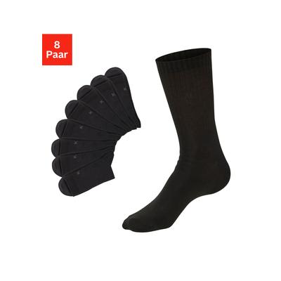 Tennissocken H.I.S "Sportsocken Damen, casual", Damen, Gr. 39-42, schwarz (8x schwarz), Baumwollmischung, unifarben, elastisch, Socken Tennissocken, ohne Frottee; ideal auch für den Alltag