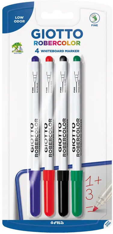 Étui 4 feutres tableau blanc pointe ogive fine 2,7mm Robercolor - Giotto
