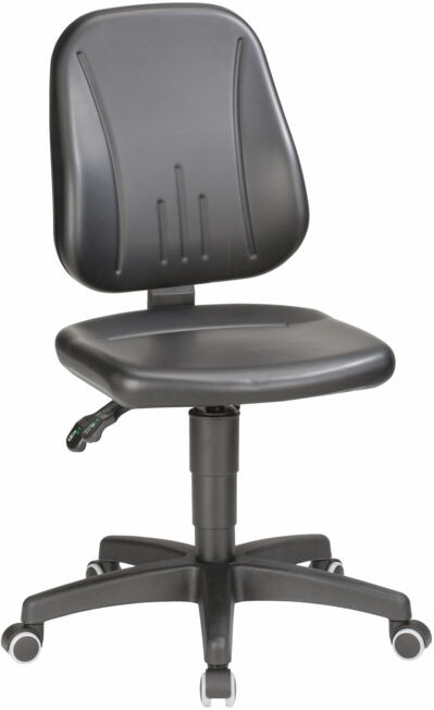 Chaise d'atelier pivotante Unitec rouleaux Rembourrage simili cuir noir 440-620 ; Bimos (9653-0551)