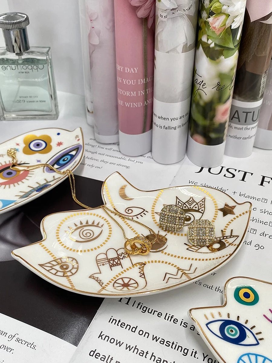 Decoratieve Sieradenschaal Evil Eye - Wit