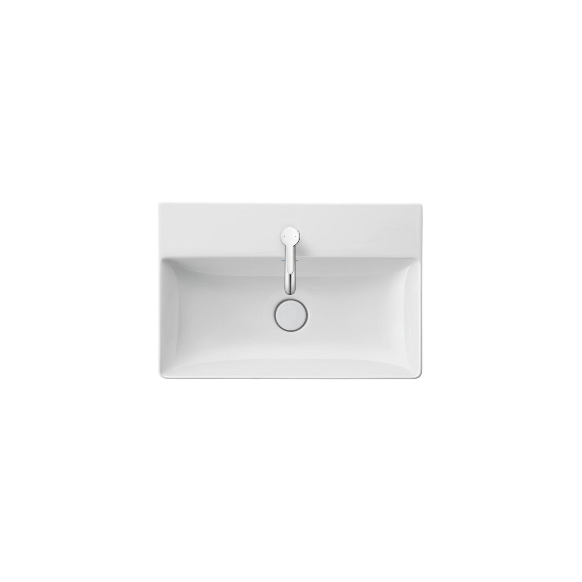 Duravit Möbelwaschtisch Com, DuraSquare geschli. 60x40cm, o. ÜL, m HLB, 1 Hahnloch, weiß (2356600071)