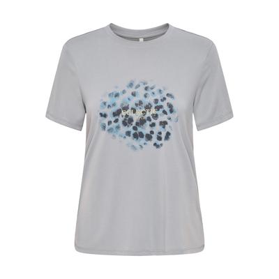 Kurzarmshirt ONLY "ONLFREE LIFE MODAL S/S ATELIER TOP JRS", Damen, Gr. XS (34), grau (ultimate grau print:temtation eclectic), Jersey, Obermaterial: 70% Modal, 30% Polyester, bedruckt, regular fit normal, Rundhals, Shirts, Materialmix, Rundhals