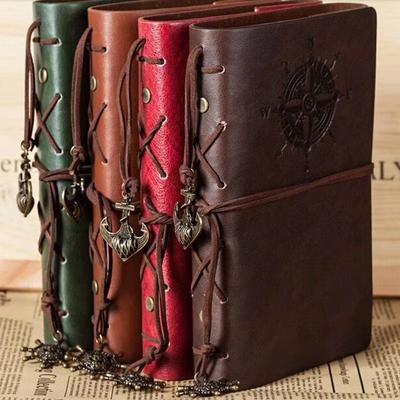 Vintage Leather Spiral Notebook Journal Retro Traveler Diary With Refillable Pages red small 4.13x5.71in