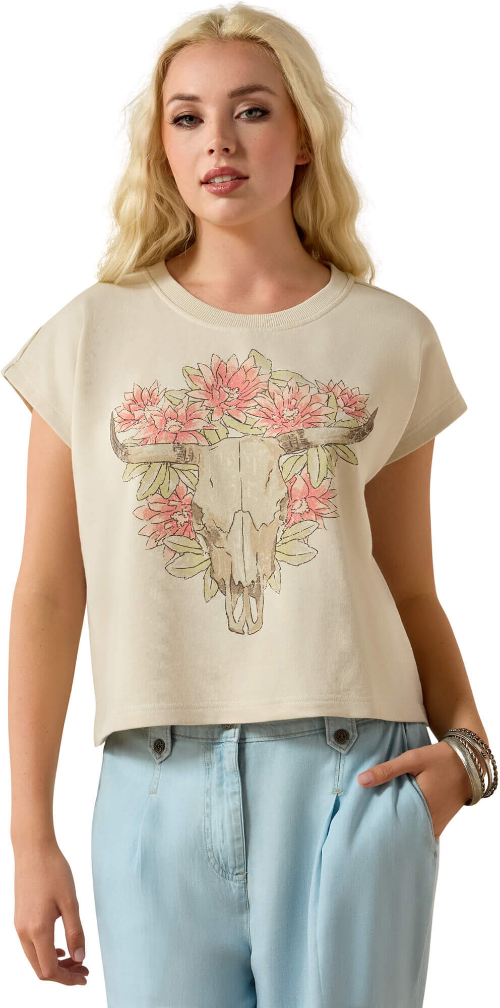 Women's Vintage Pullover Sweatshirt in Summer Sand, Size: Large by Ariat