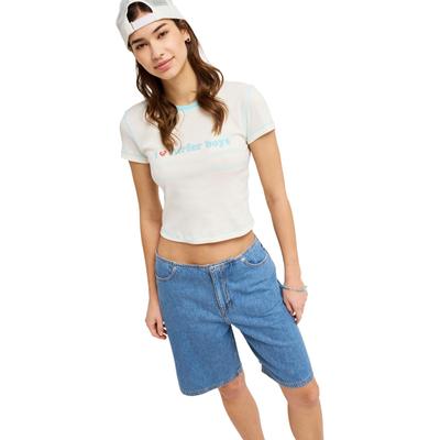 Shorts ROXY "Cool Girl Longline", Damen, Gr. 27S, Normalgrößen, blau (surf wash), Obermaterial: 100% Baumwolle., Hosen Shorts