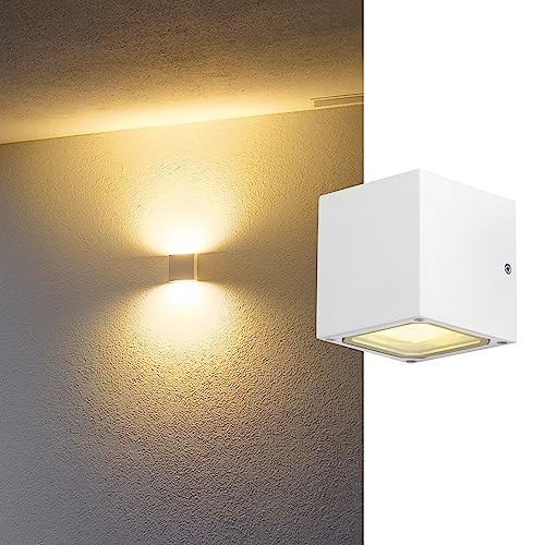 SLV SITRA CUBE wandlamp wit, kubusvormige LED buitenverlichting met up/down effect, GX53, IP44
