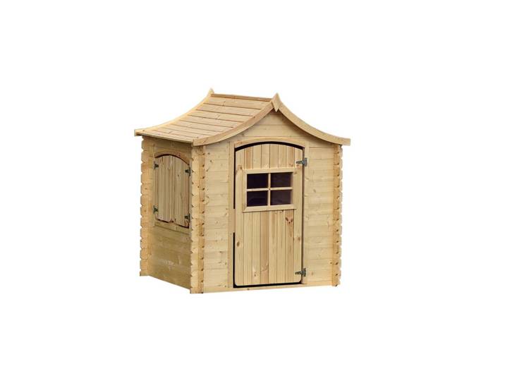 KINDERSPIELHAUS aus Holz MIT BÖDEN - B112xL146xH152 cm/1,1m2 - M550