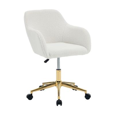 MODFU Bürodrehstuhl Teddy-Stoff Elfenbein, höhenverstellbar, 360° drehbar