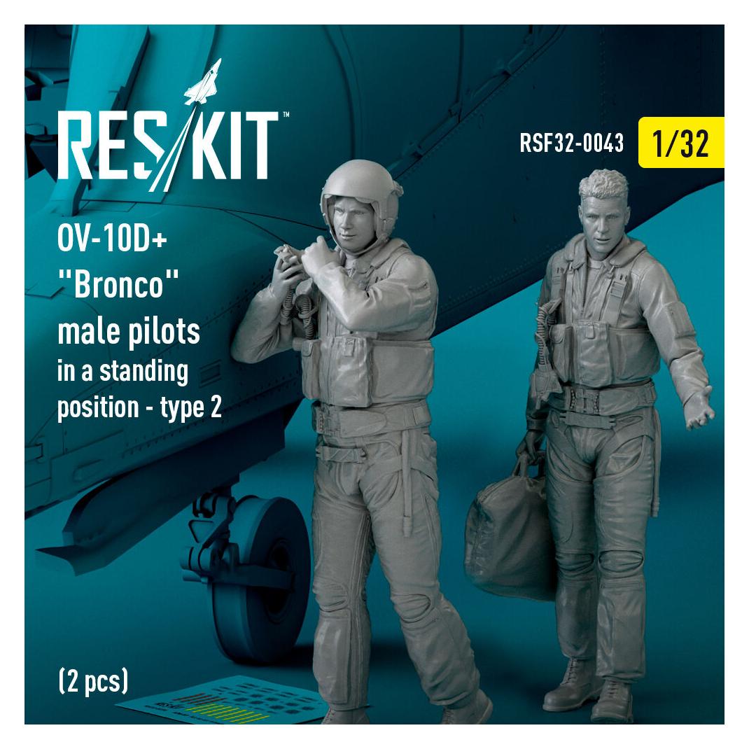 ResKit OV-10D+ Bronco male pilots (in a standing position - type 2) (2 pcs) (3D Printed) (RSF32-0043)
