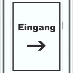 HB-Druck Eingang Schild mit Text und Richtungspfeil rechts Zugang Eintritt hochkant A0 (841x1189mm)