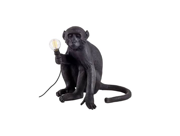 LED Design Tischlampe „The Monkey Sitting“ Schwarz Seletti
